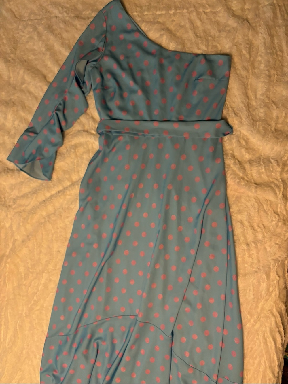 C Wonder Christian Siriano Dress Size Medium Blue and Pink Polka Dot